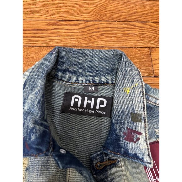Another Hype Piece AHP Mens Paint Splatter Distressed Jean Jacket Sz Medium NWT - Picture 5 of 7
